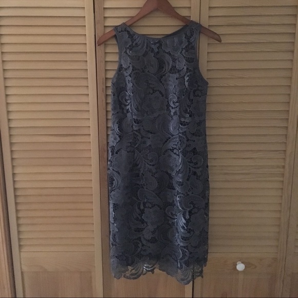 Adrianna Papell Gray Size 6  Lace Sheath Dress - Picture 3 of 4